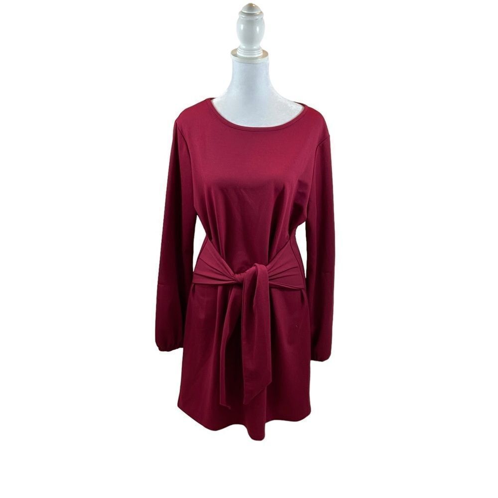 Brand New with Tags PrettyGarden Burgundy Puff Sleeve Knee Length Dress Medium
